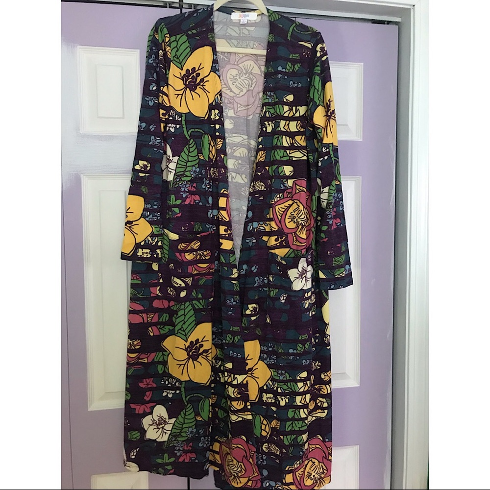 NWT LuLaRoe Purple Floral Sarah Duster, size L
